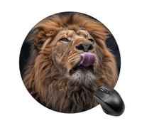 Lion Sticks Out Tongue Round Mouse Pad Smooth Glide Gaming Mousepad Extra Density Portable Comfortable Mouse Mat for Desk, Home, Office 7.8x7.8 Inches