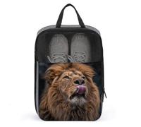 Lion Sticks Out Tongue Shoe Bags with Zipper, Portable Shoe Organizer with Handle, Personalized Shoes Tote Bag for Travel, Waterproof Shoes Carrier, Storage Pouch