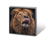 Lion Sticks Out Tongue Suit Lapel Pin Fashion Lapel Pins for Men Women for Backpacks Funny Hat Brooch Pin Personalized Bag Lapels Badge Metal Novelty Buttons & Pins (Square)