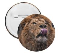 Lion Sticks Out Tongue Tinplate Badge Personalized Round Brooch Large Craft Button Suitable for Teachers, Nurses, Doctors, Staff, Party Gift Accessories, style, 12 Pieces