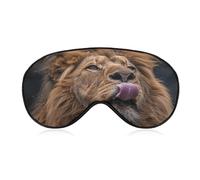 Lion Sticks Out Tongue Travel Eye Mask Blackout Eye Mask for Sleeping Airplane Eyemask with Adjustable Strap Sleep Masks for Women Men Soft Night Blindfold Eyemask