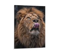 Lion Sticks Out Tongue Wall Art Posters for Bedroom, Personalized Canvas Prints for Office, Framed Wall Decor Picture 16x20inch(41x51cm) for Living Room, Bathroom, Farmhouse, Restaurant