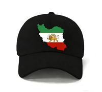 Lion & Sun Flag Map Baseball Cap Old Iran map & Flag- Adjustable Hat for Men Women, Iranian Heritage Cap for Outdoor Sports & Travel (Black)
