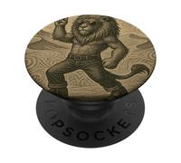 Lion Sunglasses Rock Music Funny Retro Horns Up PopSockets Adhesive PopGrip