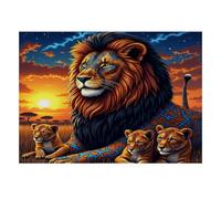 Lion Sunset Pattern Jigsaw Puzzle, 1000 Pcs For Adults High Quality | 52x38cm Puzzle Fans, Birthday Gift, Cardboard, Mood Calming, Tight Puzzle Fit