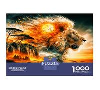 Lion Sunset Savanna 1000pc Premium Jigsaw Puzzle Wild Majestic Power Puzzle for Adults Sturdy Cardboard Couple Puzzle Partners Ultra Difficult Home Activity 70x50cm/1000pcs