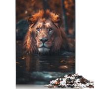 Lion Swimming in River Puzzles for Adults 500 Piece Puzzle for Teenager Age 12 Years Up Christmas Eve Gifts 500pcs (52x38cm)