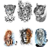 Lion Tattoos Cheetah Tattoos Tiger Tattoos Arm Tattoos Fake Tattoos 6 Sheets Set Wildcat 6