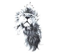Lion Temporary Tattoo Stickers, Waterproof Men And Women Crown Hegemony Totem Realistic Calf Small Arm, Fake Tattoos