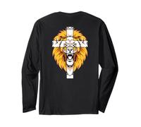Lion This DAD Pray God Jesus Cross Christian Dad Art ON Back Long Sleeve T-Shirt