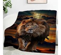 Lion Throw Blanket Dark Clouds Double Blanket 3D Print Super Soft Flannel and Warm Fluffy Fleece Lightweight Throws for Bed and Sofa 150x200cm
