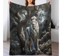 Lion Throw Blanket, Super Warm, Flannel, Elegant, Fluffy Decoration Blankets for Sofa, Armchair, Couch And Bed, 130×150cm