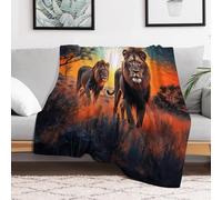 Lion Throw Blankets Soft Warm Comfortable Throws for Couch Flannel Blanket Bed Throw for Bedroom Couch Travel Kids 100×130cm