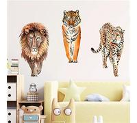Lion Tiger and Leopard Wall Stickers, sacinora Wild Animal DIY Wall Decals Removable Vinyl Peel and Stick for Living Room Bedroom Nursery Children's Room Sofa TV Background Art Decorations