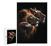 Lion Tiger Eagle, Wild Life Portrait, 500 PCS Displayable Picture Puzzle, Festive Gift for Adults, with A Decorative Finished Picture