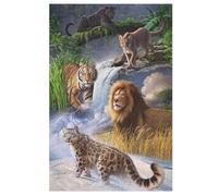 Lion Tiger Leopard 1000 Piece Kids Wooden Jigsaw Puzzle | | Sustainable Puzzle for Adults | Premium 100% Recycled Board | （78×53cm）