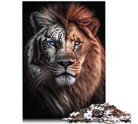 Lion Tiger Portrait Jigsaw Puzzles for Adults Kids Premium?100% Recycled?Board? Gift For Birthdays 26x38cm