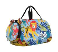 Lion Tigers Monkey Boy's Gym Duffel Bag with Shoes Compartment Multifunctional Weekend Overnight Carry on Bag for Beach Swim Bags Pool Sports