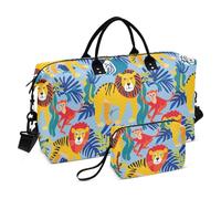 Lion Tigers Monkey Decorative Travel Duffel Bags Workout Bag with Adjustable Strap for Travel Large Capacity Bolsa para viajar en Avion de Mujer