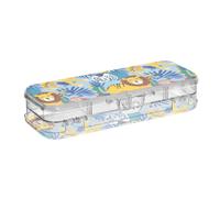 Lion Tigers Monkey Designed Clear Pencils Box 2 Layer Pens Case Hard Boxes For School With Lid
