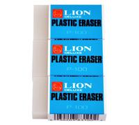 LION Translucent White Plastic Erasers, 3 EA/Pack, 1 Pack (P-100P)