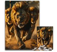 Lion Trio Epic RunJigsaw Puzzle 1000 Pieces Paper Puzzles Perfect for Family Fun on Christmas Thanksgiving Birthdays Easter 1000 PCS(38x26cm)