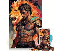 Lion ﹨u Gladiator 1000 Piece Jigsaw Puzzles for Adults Jigsaw Creative Fun Clean Cut Fun Challenge Evening Game (50x75cm)