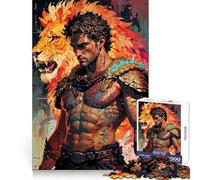 Lion ﹨u Gladiator 1000 Piece Jigsaw Puzzles for Adults Jigsaw Creative Fun Clean Cut Fun Challenge Evening Game (50x75cm)