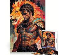 Lion ﹨u Gladiator 1000 Piece Jigsaw Puzzles Stress Relief Play HD Print Family Enjoyable Birthday Art Gift (38x52cm)