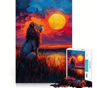 Lion Under The Sun Painting 1000 Pieces Puzzles for Adults Mind Logic Bright Detail Family Game Birthday Art Gift (38x26cm)