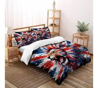 Lion Union Jack Bedding Sets for Boys Kids Duvet Cover,3D Animal Theme Wildlife Comforter Cover Bed Set Ultra Soft Room Decor Double（200x200cm）