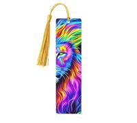 Lion Universe Designed for Fluorescent Black Light Unique Double-Sided Artwork Printed Wooden Bookmarks, Artistic Book Accessories Birthday Presents for Men Women Presents for Book Lovers