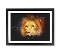 Lion Vol.4 Paint Splash Modern Art Framed Wall Art Print, Ready to Hang Picture for Living Room Bedroom Home Office Décor, Black A4 (34 x 25 cm)