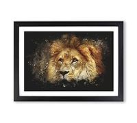 Lion Vol.6 Paint Splash Framed Print | A2 Black Framed Wall Art | Ready to Hang | Modern Animal Picture | Living Room Bedroom Lounge Office