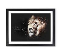 Lion Vol.8 Paint Splash Modern Art Framed Wall Art Print, Ready to Hang Picture for Living Room Bedroom Home Office Décor, Black A4 (34 x 25 cm)