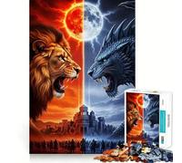 Lion Vs Dragon Epic Battle Jigsaw Puzzles 1000 Pieces for Adults Creative Play Sharp Detail Real Challenge Home Art (50x75cm)