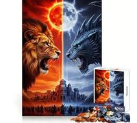 Lion Vs Dragon Epic Battle Jigsaw Puzzles 1000 Pieces for Adults Creative Play Sharp Detail Real Challenge Home Art (50x75cm)