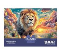 Lion Walk 1000 Piece Jigsaw Puzzle for Women, Men Lion Sunset Savanna Brainteasing Jigsaws Educational Games Great Gift 38x26cm/1000pcs