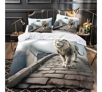 Lion Walking Duvet Cover 3D Design Printed Anti-allergic 3 Pieces Bedding Set Zipper Comforter Cover Super Soft Breathable for Teens Kids Girls Boys Women Adults King（220x240cm）