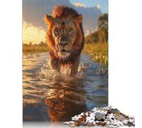 Lion Walking Through Water Puzzles 1000 Pieces for Teenagers Gifts Wooden Puzzles for Home Decoration 1000pcs (75x50cm)