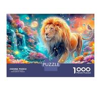 Lion Walks through A Floral Stream 1000-Piece Jigsaw Puzzle The Lion Brainteasing Challenge for All Ages 52x38cm/1000pcs