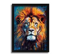 Lion Wall Art African Lion Print Colourful Animal Art Framed Picture Lounge Art A4 Poster on Canvas - Wall Art Home Decor Movie Poster Canvas Film Cinema Retro Vintage Cult Classic Nostargic Saga Mod