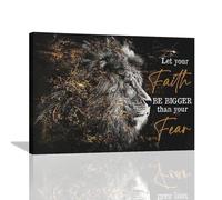Lion Wall Art Black and White Lion Pictures Wall Decor Motivational Lion Canvas Print Inspirational Positive Painting Modern Framed Home Decoration Artwork for Office Bedroom Living Room 16"x12"