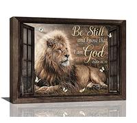 Lion Wall Art Christian Lion Of Judah Pictures Wall Decor Inspirational Psalm Scripture Canvas Prints Artwork Home Decorations For Bathroom Kitchen Office Framed