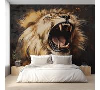 Lion Wallpaper for Living Room, Wildlife African Animals Wall Mural for Bedroom 150x105 cm, Non-Woven Photo Wallpaper, Home Decor D&O83