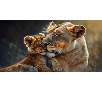 Lion Warm Diamond Painting Kits for Adults & Kids, 5D Full Drill Round Diamond Art Craft, DIY Gem Art Painting by Numbers for Home Wall Decor, Beginner Friendly, Stress Relief Gift 40 x 80cm A-357