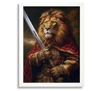 Lion Warrior Scottish Inspired Lion with Sword Art Print for Wall Decor Gift A4 Poster on Canvas - Wall Art Home Decor Movie Poster Canvas Film Cinema Retro Vintage Cult Classic Nostargic Saga Modern