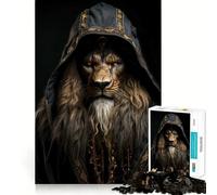 Lion Wearing A Hood Puzzles for Teenagers 1000 Piece Reason Skill Tension Relief Enjoyable Challenge Home Display (50x75cm)
