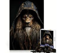 Lion Wearing A Hood Puzzles for Teenagers 1000 Piece Reason Skill Tension Relief Enjoyable Challenge Home Display (50x75cm)