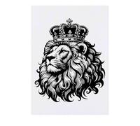 'Lion Wearing Crown' Temporary Tattoo - Water Resistant, Skin-Safe, Non-Toxic Transfer (TO00080351)